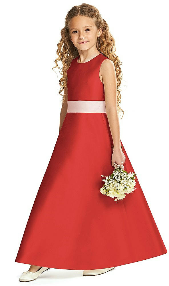 Front View - Poppy Red & Blush Flower Girl Dress FL4062