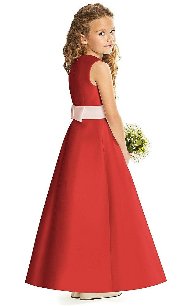 Back View - Poppy Red & Blush Flower Girl Dress FL4062