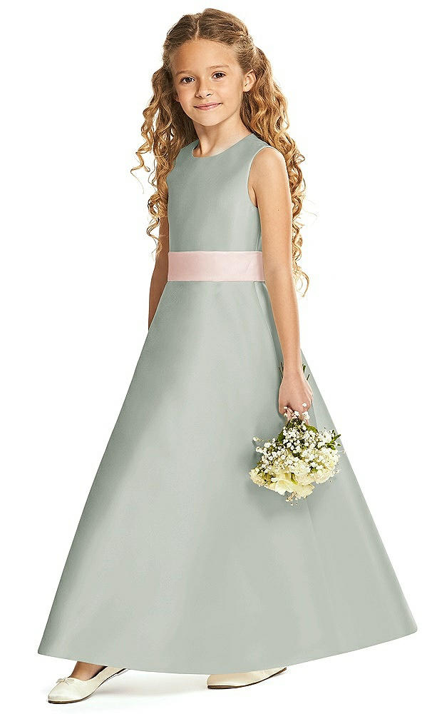 Front View - Willow Green & Blush Flower Girl Dress FL4062