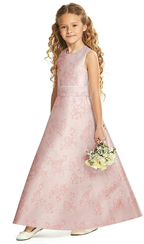 Front View - Bow And Blossom Print Flower Girl Dress FL4062FP