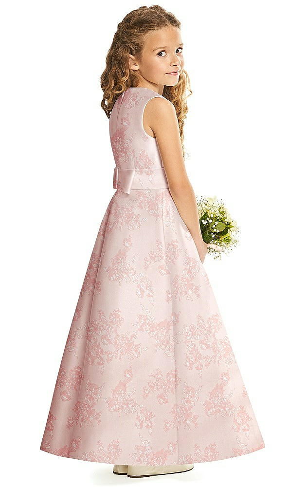 Back View - Bow And Blossom Print Flower Girl Dress FL4062FP