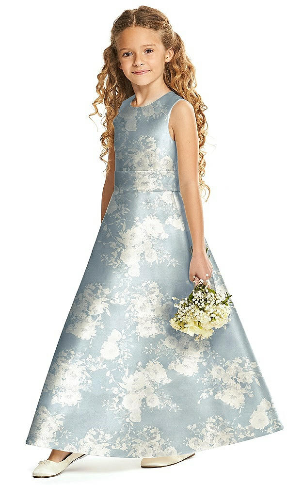 Front View - Porcelain Blue Seraphina Floral Flower Girl Dress FL4062FP