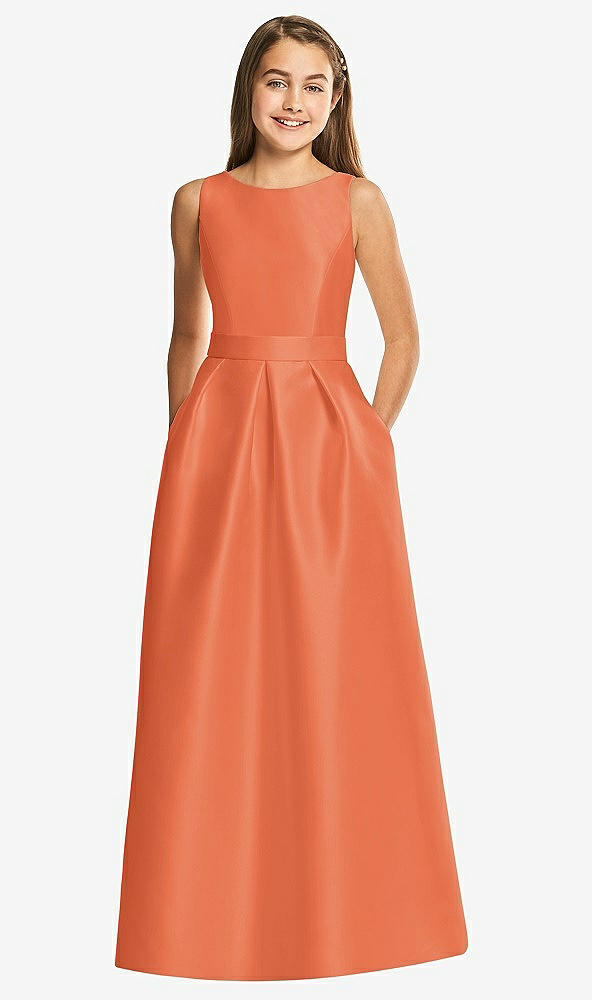 Front View - Portofino Orange Alfred Sung Junior Bridesmaid Style JR544