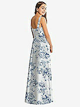 Rear View Thumbnail - Cottage Rose Larkspur Floral Bateau Neck Maxi Junior Bridesmaid Dress with Pockets