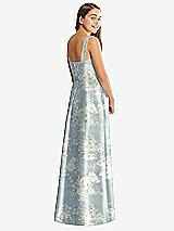 Rear View Thumbnail - Porcelain Blue Seraphina Floral Floral Bateau Neck Maxi Junior Bridesmaid Dress with Pockets