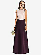 Rear View Thumbnail - Deep Plum & Blush Alfred Sung Junior Bridesmaid Style JR545