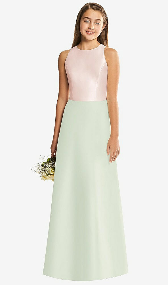 Back View - Mint Green & Blush Alfred Sung Junior Bridesmaid Style JR545