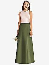 Rear View Thumbnail - Olive Green & Blush Alfred Sung Junior Bridesmaid Style JR545