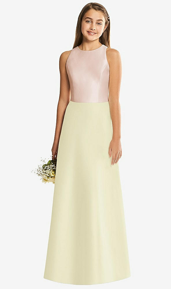 Back View - Butter Yellow & Cameo Alfred Sung Junior Bridesmaid Style JR545