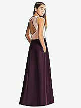 Front View Thumbnail - Deep Plum & Cameo Alfred Sung Junior Bridesmaid Style JR545