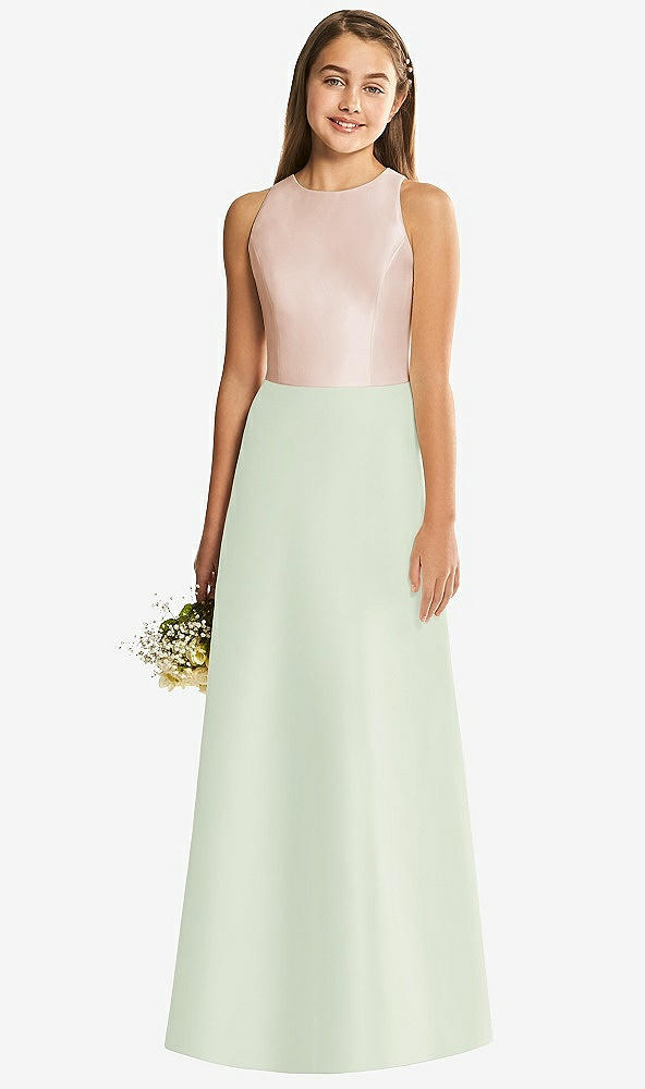 Back View - Mint Green & Cameo Alfred Sung Junior Bridesmaid Style JR545