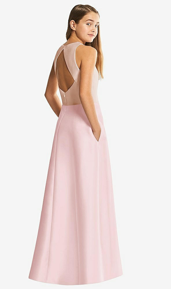 Front View - Ballet Pink & Cameo Alfred Sung Junior Bridesmaid Style JR545