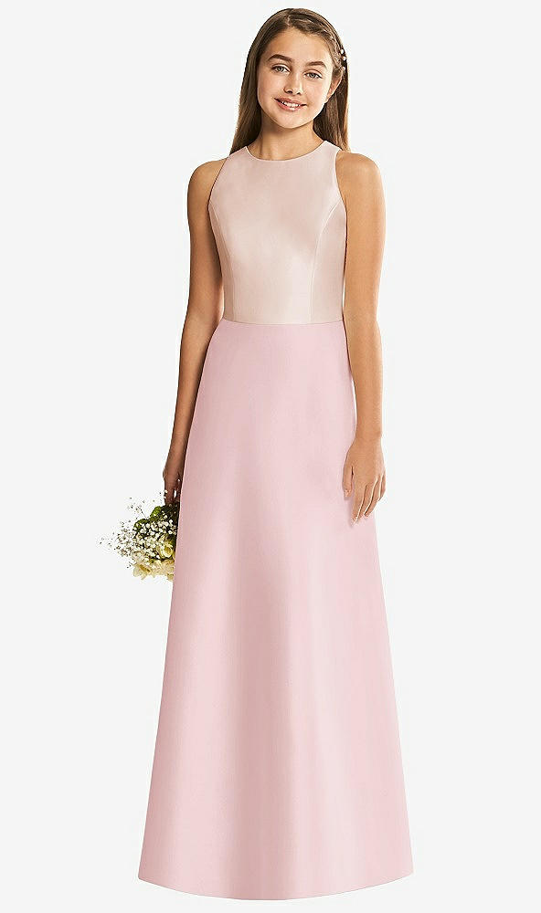 Back View - Ballet Pink & Cameo Alfred Sung Junior Bridesmaid Style JR545