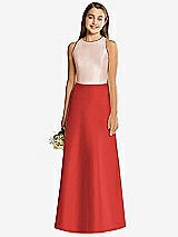 Rear View Thumbnail - Poppy Red & Cameo Alfred Sung Junior Bridesmaid Style JR545