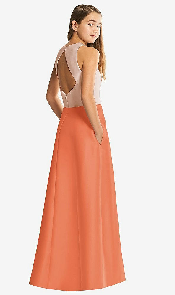 Front View - Portofino Orange & Cameo Alfred Sung Junior Bridesmaid Style JR545