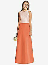Rear View Thumbnail - Portofino Orange & Cameo Alfred Sung Junior Bridesmaid Style JR545
