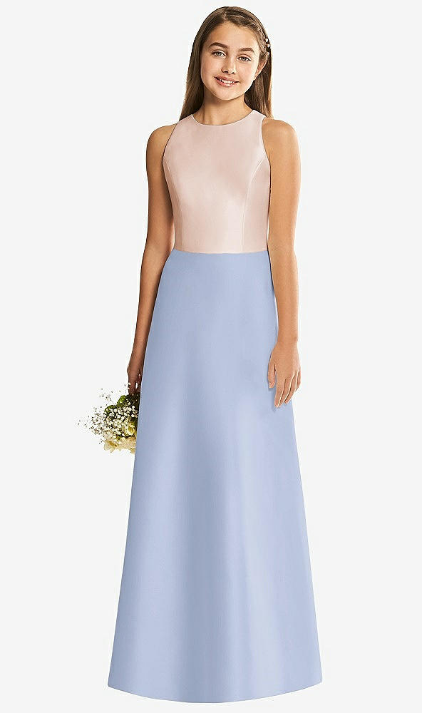 Back View - Sky Blue & Cameo Alfred Sung Junior Bridesmaid Style JR545