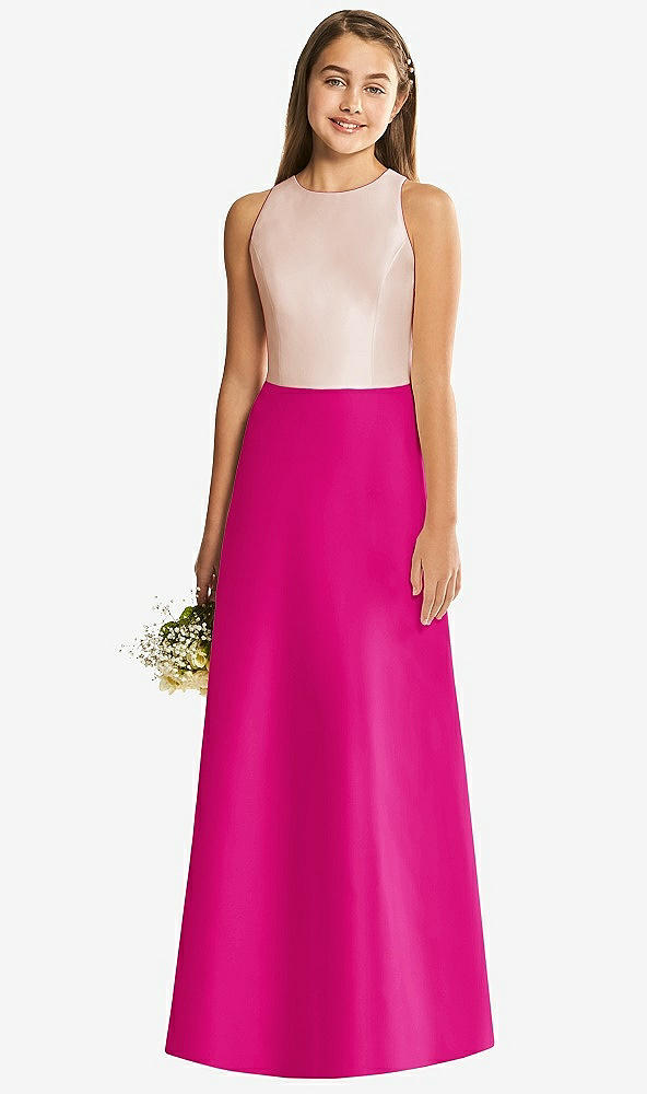Back View - Think Pink & Cameo Alfred Sung Junior Bridesmaid Style JR545