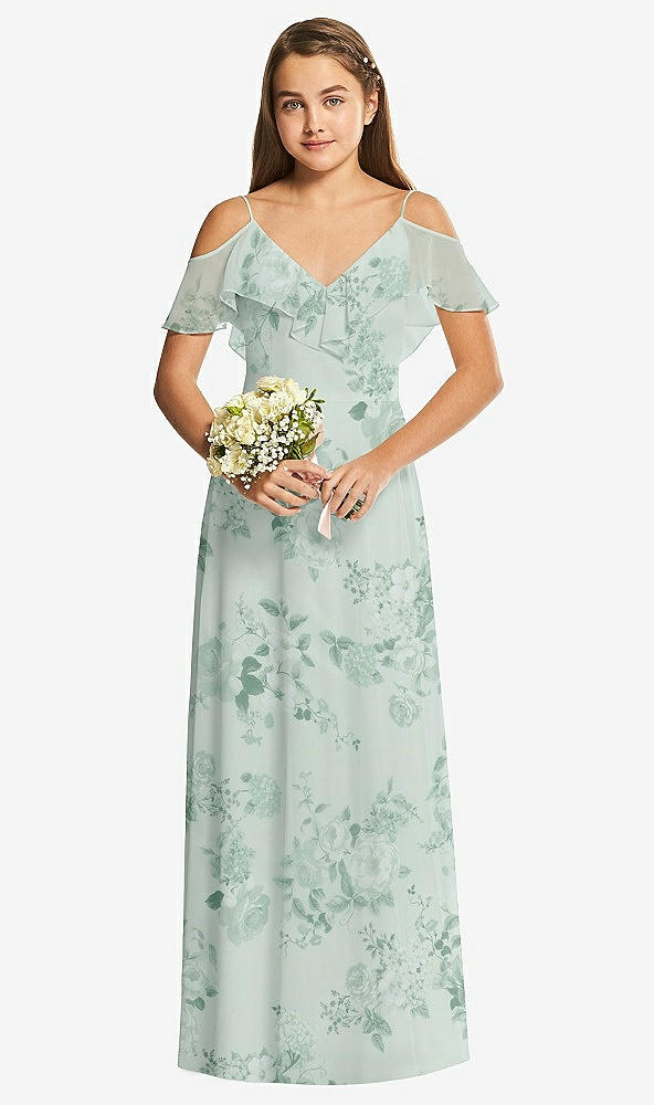 Front View - Mint Green Floral Dessy Collection Junior Bridesmaid Dress JR548