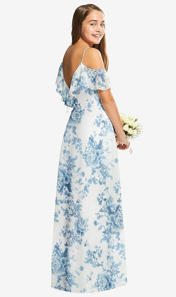 Back View - Cottage Rose Dusk Blue Dessy Collection Junior Bridesmaid Dress JR548