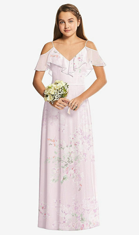 Front View - Watercolor Print Dessy Collection Junior Bridesmaid Dress JR548
