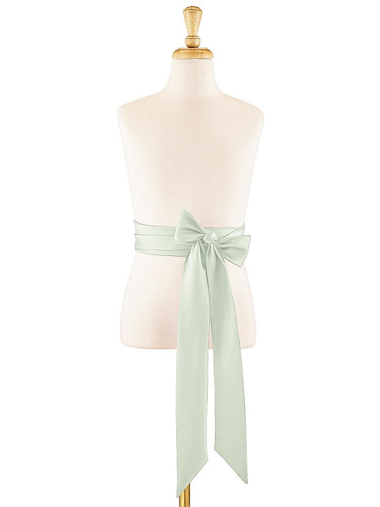 Front View - Mint Green Satin Twill Flower Girl Sash