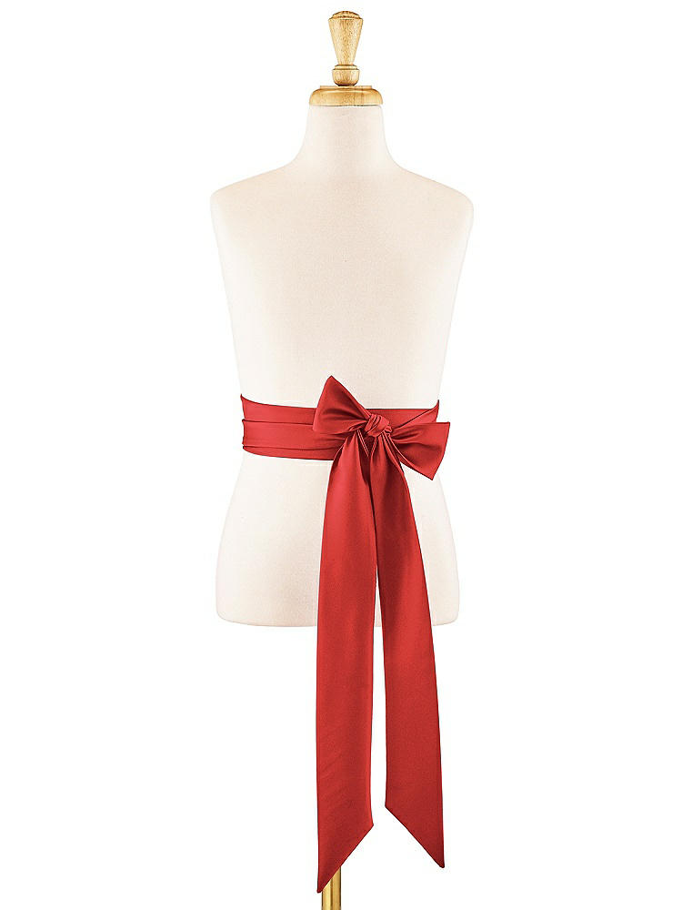 Front View - Poppy Red Satin Twill Flower Girl Sash
