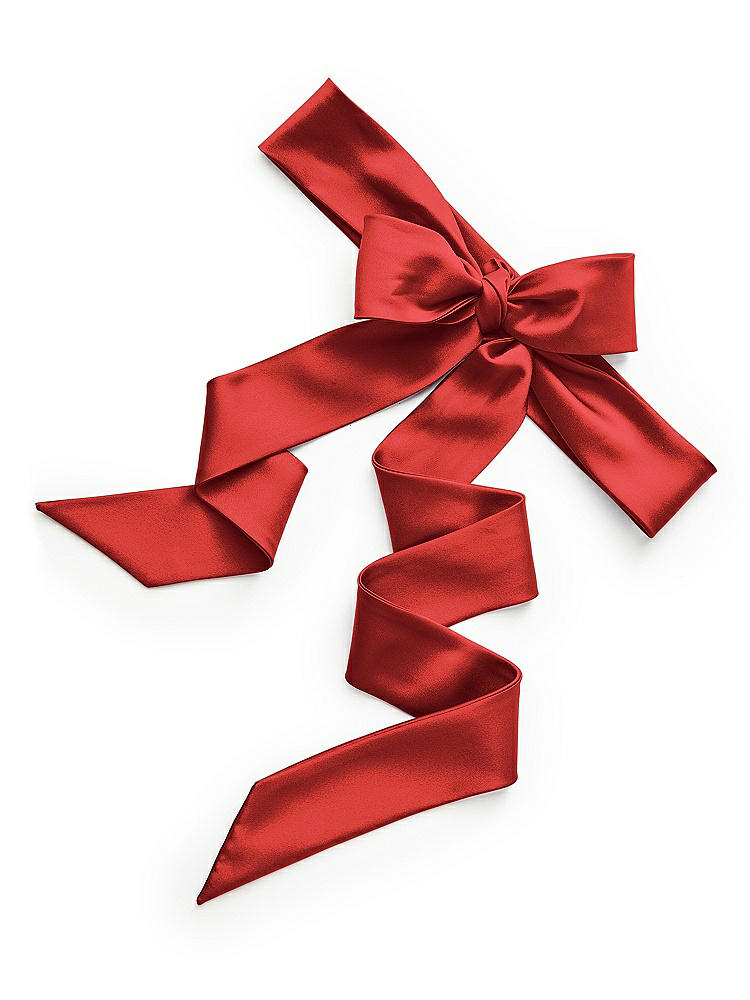 Back View - Poppy Red Satin Twill Flower Girl Sash