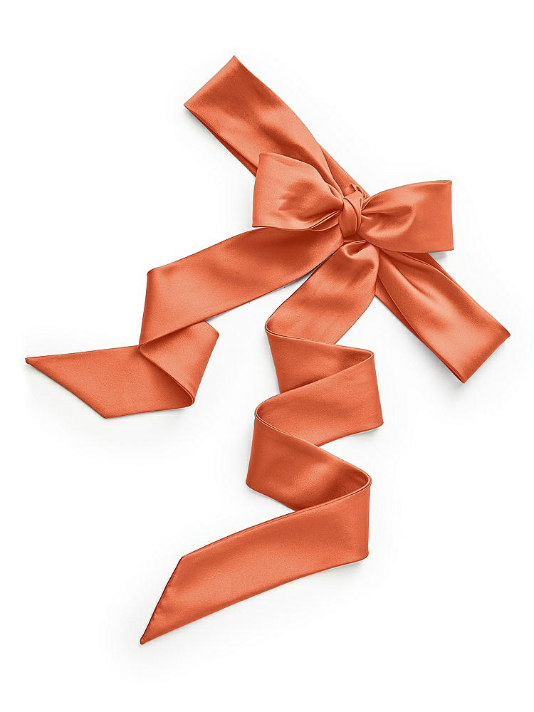 Back View - Portofino Orange Satin Twill Flower Girl Sash