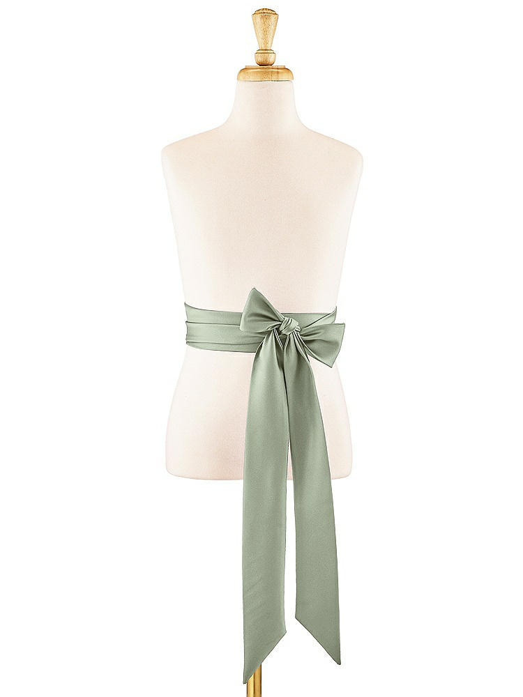 Front View - Sage Satin Twill Flower Girl Sash