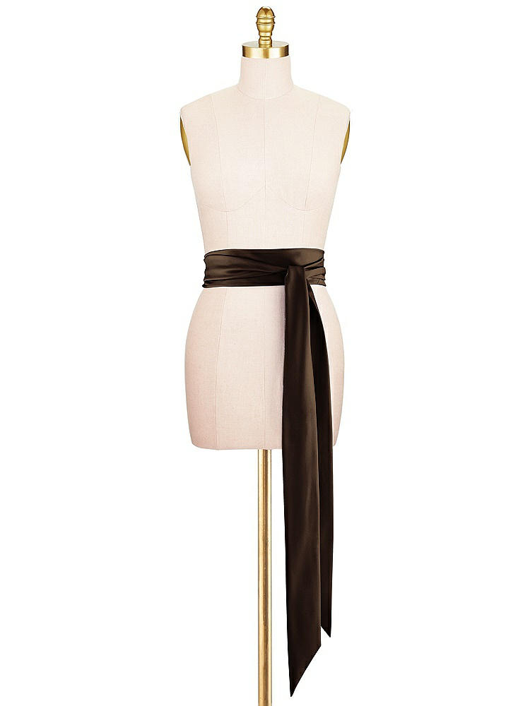 Front View - Espresso Satin Twill Wedding Sash