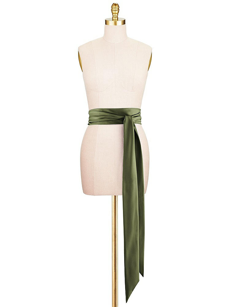 Front View - Olive Green Satin Twill Wedding Sash
