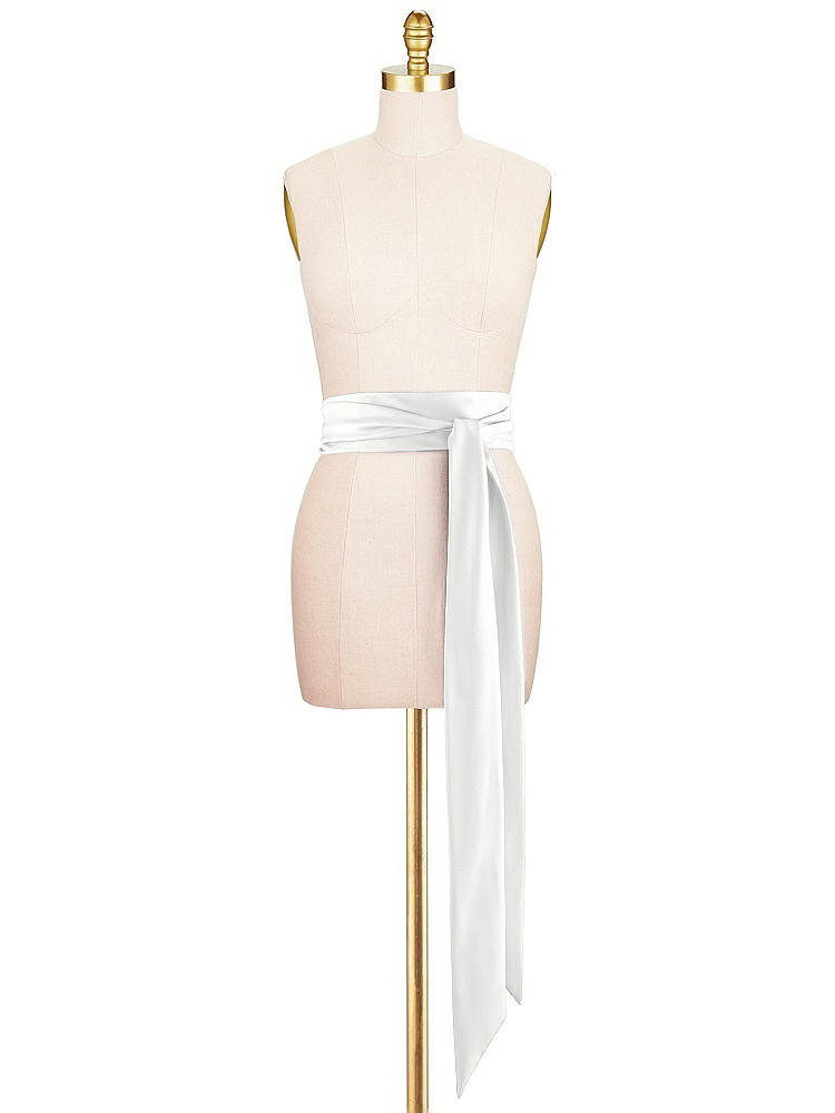 Front View - White Satin Twill Wedding Sash