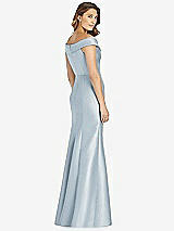 Rear View Thumbnail - Mist Off-the-Shoulder Cuff Trumpet Gown with Front Slit