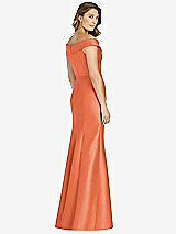 Rear View Thumbnail - Portofino Orange Off-the-Shoulder Cuff Trumpet Gown with Front Slit
