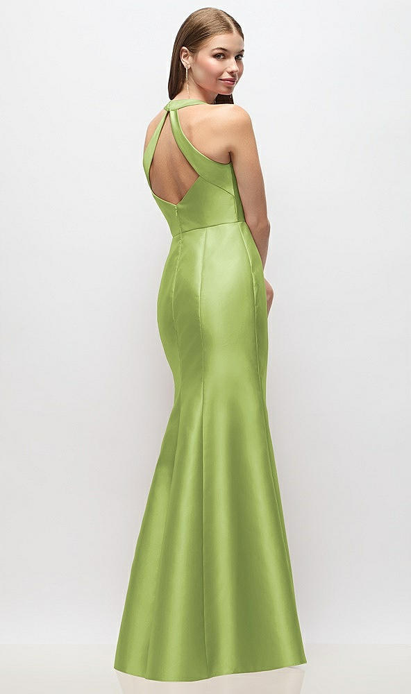 Back View - Mojito V-Neck Halter Satin Trumpet Gown