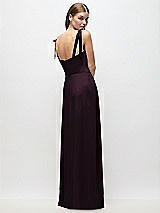 Rear View Thumbnail - Deep Plum Tie-Shoulder Chiffon Maxi Dress with Front Slit
