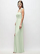 Side View Thumbnail - Mint Green Tie-Shoulder Chiffon Maxi Dress with Front Slit