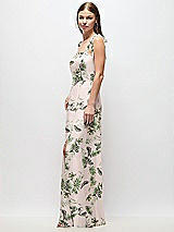 Side View Thumbnail - Palm Beach Print Tie-Shoulder Chiffon Maxi Dress with Front Slit
