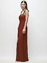 Side View Thumbnail - Auburn Moon Tie-Shoulder Chiffon Maxi Dress with Front Slit