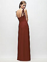 Rear View Thumbnail - Auburn Moon Tie-Shoulder Chiffon Maxi Dress with Front Slit