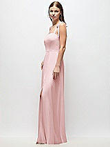 Side View Thumbnail - Ballet Pink Tie-Shoulder Chiffon Maxi Dress with Front Slit