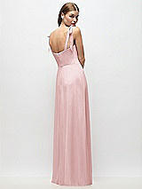 Rear View Thumbnail - Ballet Pink Tie-Shoulder Chiffon Maxi Dress with Front Slit