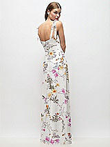 Rear View Thumbnail - Butterfly Botanica Ivory Tie-Shoulder Chiffon Maxi Dress with Front Slit