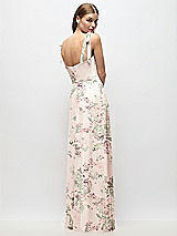Rear View Thumbnail - Blush Garden Tie-Shoulder Chiffon Maxi Dress with Front Slit