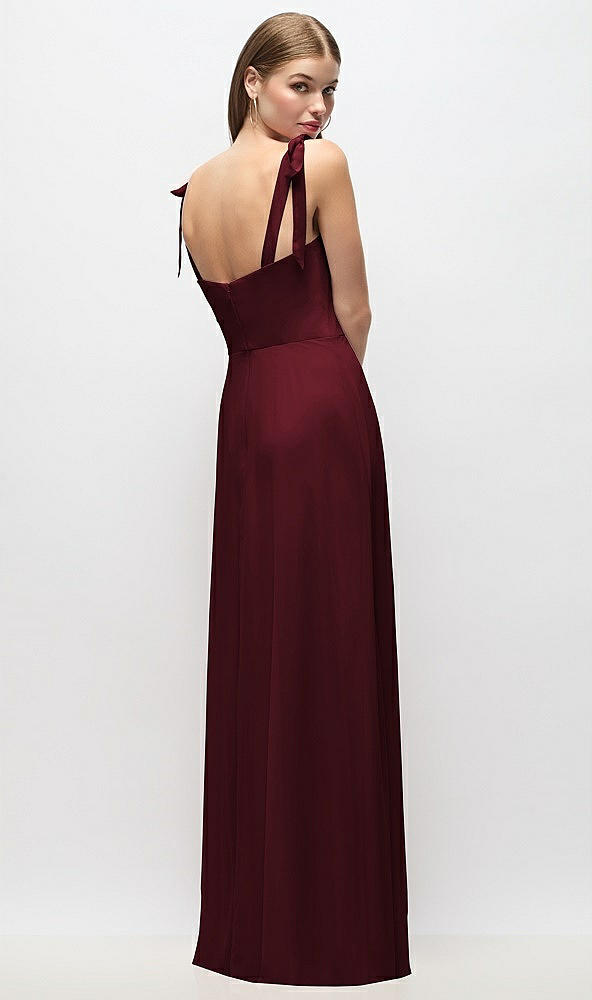Back View - Cabernet Tie-Shoulder Chiffon Maxi Dress with Front Slit