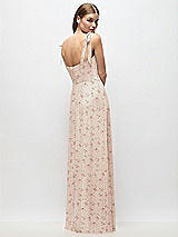 Rear View Thumbnail - Coquette Floral Print Tie-Shoulder Chiffon Maxi Dress with Front Slit
