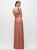 Rear View Thumbnail - Desert Rose Tie-Shoulder Chiffon Maxi Dress with Front Slit
