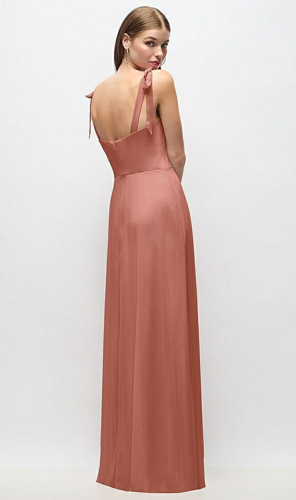 Back View - Desert Rose Tie-Shoulder Chiffon Maxi Dress with Front Slit