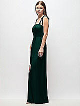 Side View Thumbnail - Evergreen Tie-Shoulder Chiffon Maxi Dress with Front Slit